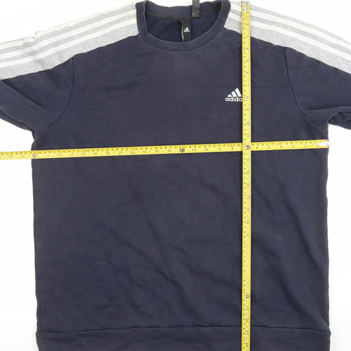 Adidas Men's Blue Crew Neck Pullover Sweatshirt L Sports Fleece