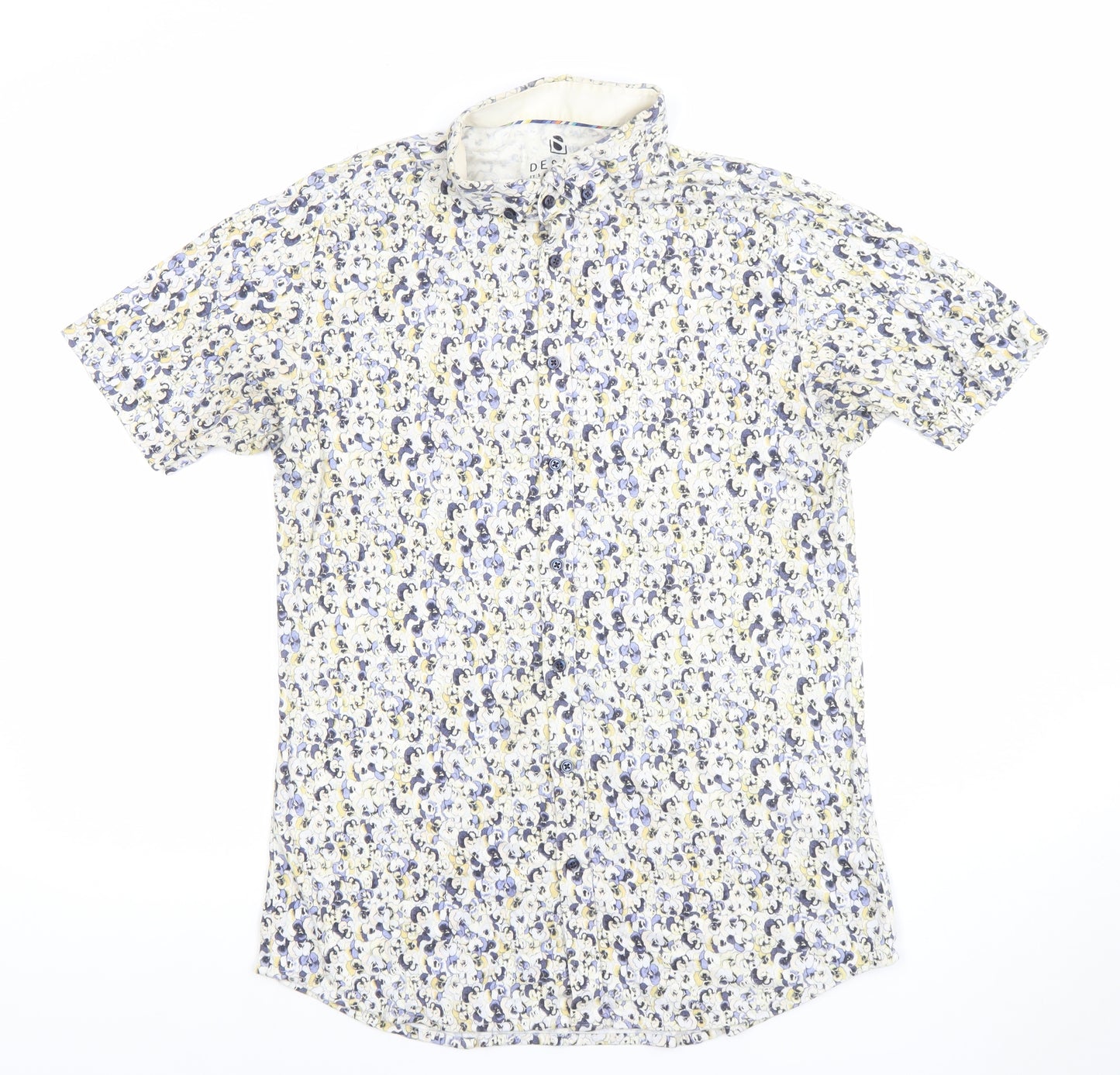 Desoto Men's Multicoloured Floral Short Sleeve Cotton Button-Up Shirt M