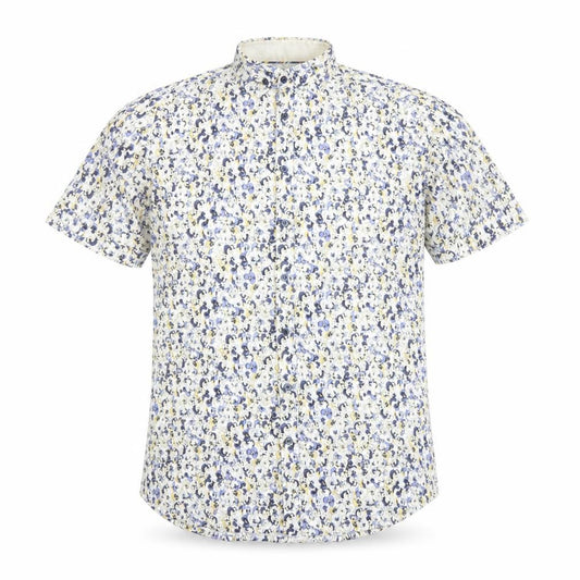 Front view of Desoto Men's Multicoloured Floral Short Sleeve Cotton Button-Up Shirt M