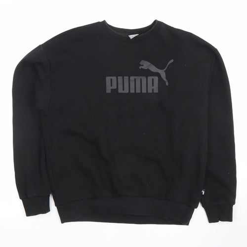 Puma Men’s Black Medium Pullover Sweatshirt Crew Neck Logo Fleece