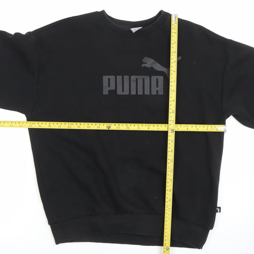 Puma Men’s Black Medium Pullover Sweatshirt Crew Neck Logo Fleece