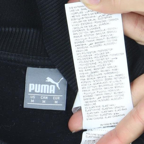 Puma Men’s Black Medium Pullover Sweatshirt Crew Neck Logo Fleece