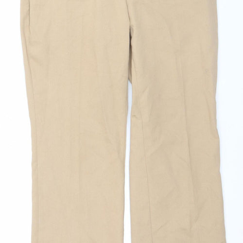 Zara Women Beige Chino Trousers S Mid Rise Regular Fit Cotton Blend