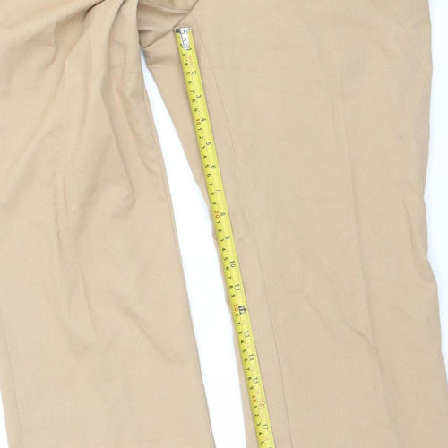 Zara Women Beige Chino Trousers S Mid Rise Regular Fit Cotton Blend
