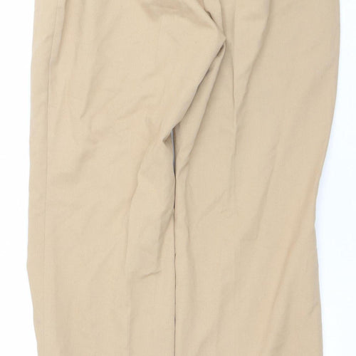 Zara Women Beige Chino Trousers S Mid Rise Regular Fit Cotton Blend