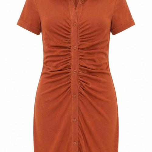 Pull&Bear Women's Brown Short Sleeve Collared Midi Shirt Dress Size S