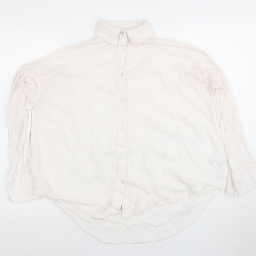 PULL&BEAR Women’s Ivory Cotton Button-Up Shirt Size S