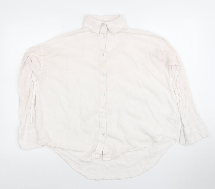 PULL&BEAR Women’s Ivory Cotton Button-Up Shirt Size S
