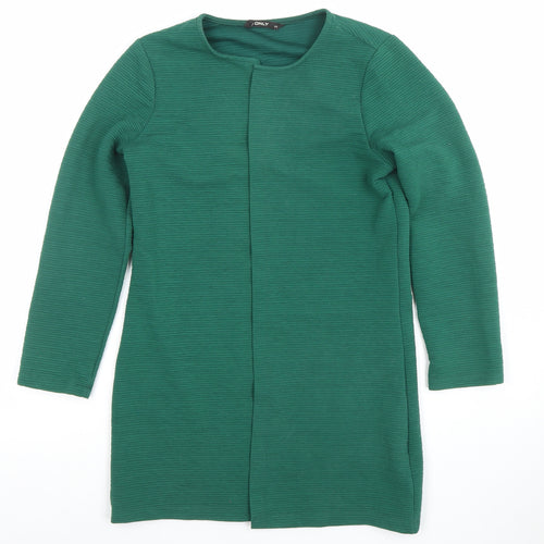 ONLY Womens Green XS Long Sleeve Open Knit Cardigan