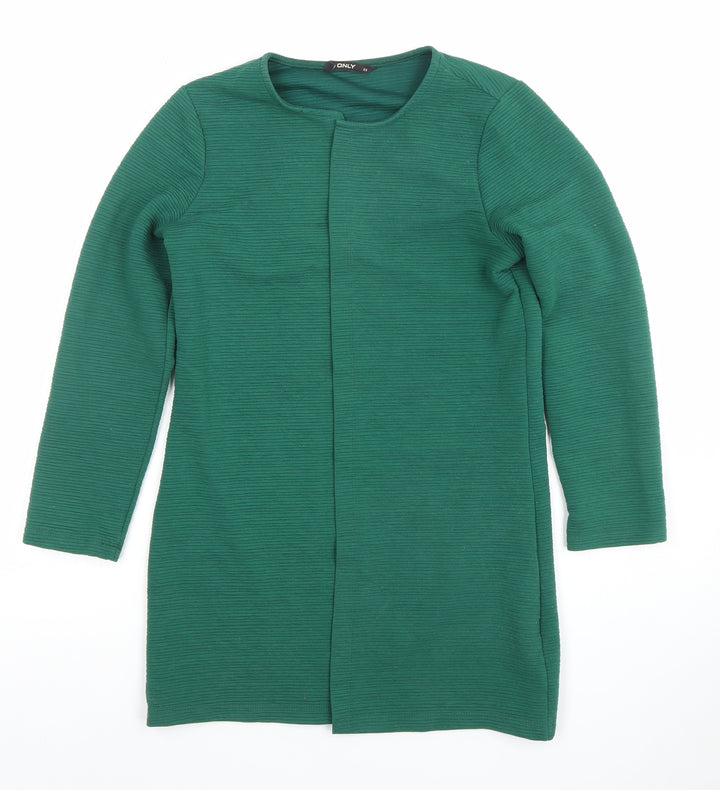 ONLY Womens Green XS Long Sleeve Open Knit Cardigan
