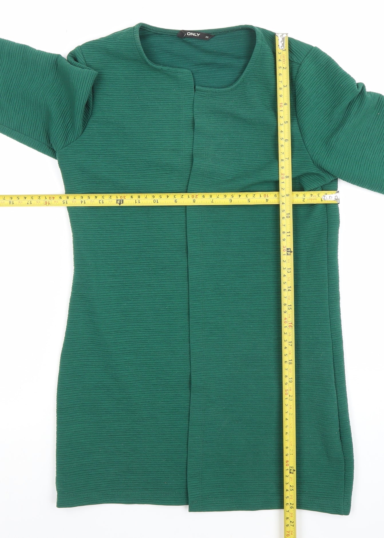 ONLY Womens Green XS Long Sleeve Open Knit Cardigan