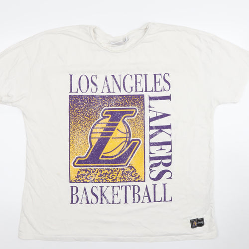 NBA Los Angeles Lakers White Women's XL T-Shirt Short Sleeve 100% Cotton