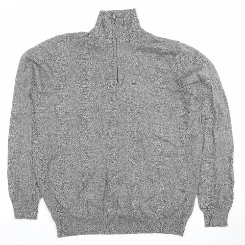 St Michael for Dunnes Stores Men's Grey Half Zip High Neck Cotton Jumper Medium