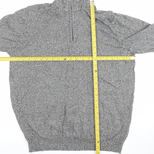 St Michael for Dunnes Stores Men's Grey Half Zip High Neck Cotton Jumper Medium