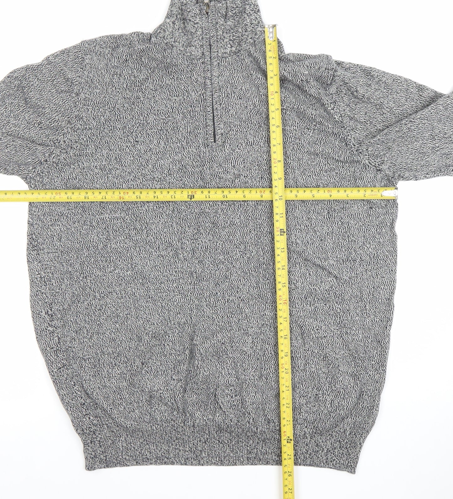St Michael for Dunnes Stores Men's Grey Half Zip High Neck Cotton Jumper Medium