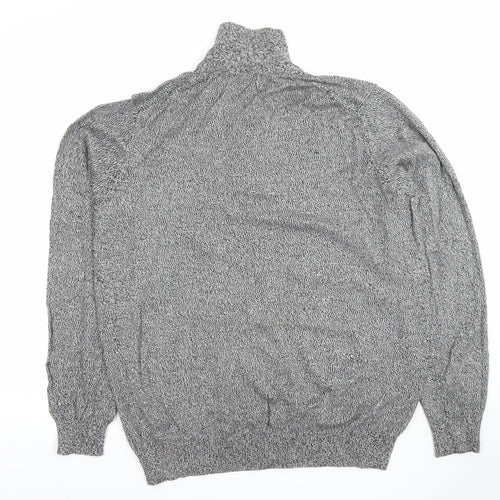 St Michael for Dunnes Stores Men's Grey Half Zip High Neck Cotton Jumper Medium