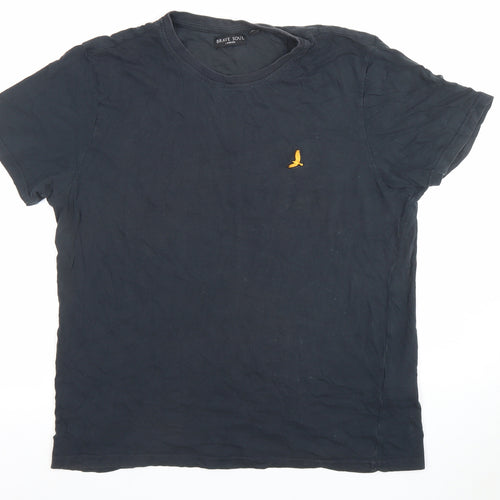 Brave Soul Men’s Black Cotton Crew Neck Short Sleeve T-Shirt Size L