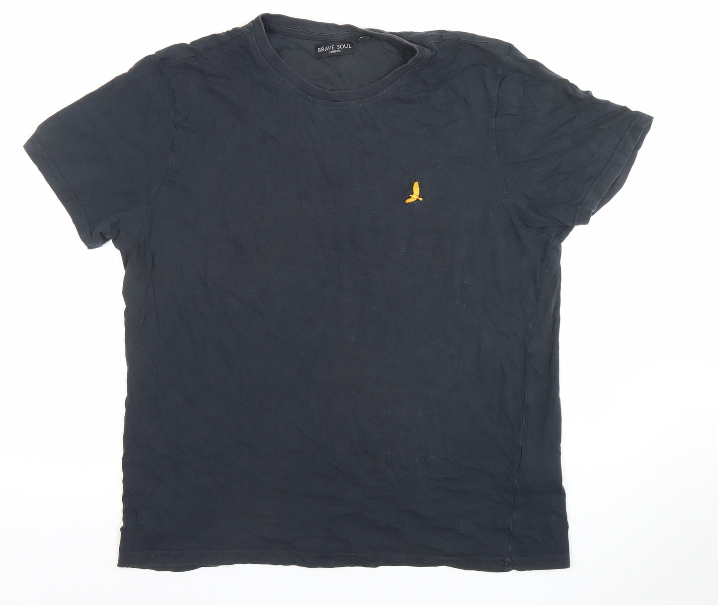 Brave Soul Men’s Black Cotton Crew Neck Short Sleeve T-Shirt Size L