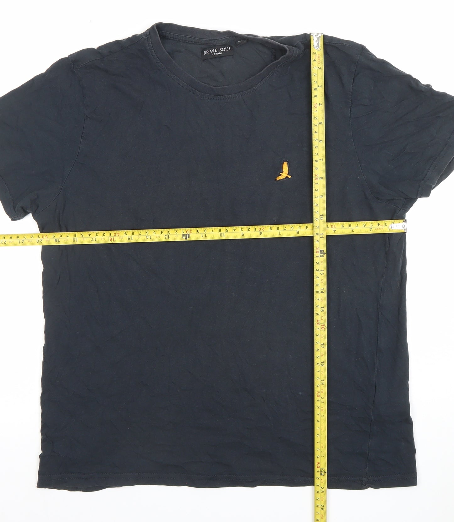 Brave Soul Men’s Black Cotton Crew Neck Short Sleeve T-Shirt Size L