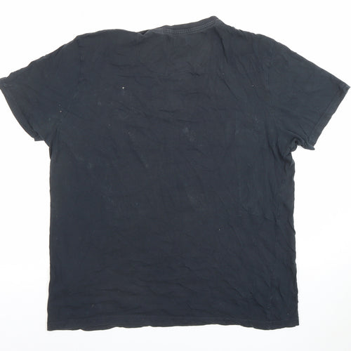 Brave Soul Men’s Black Cotton Crew Neck Short Sleeve T-Shirt Size L