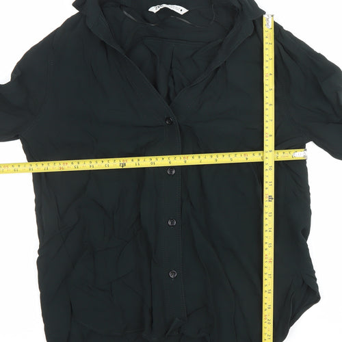 Zara Women's Black Chiffon Long Sleeve Button-Up Shirt Size M