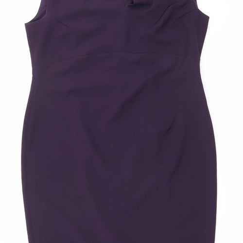 Gallery Women’s Purple Sheath Dress Size 16 V-Neck Sleeveless Zip