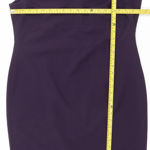 Gallery Women’s Purple Sheath Dress Size 16 V-Neck Sleeveless Zip