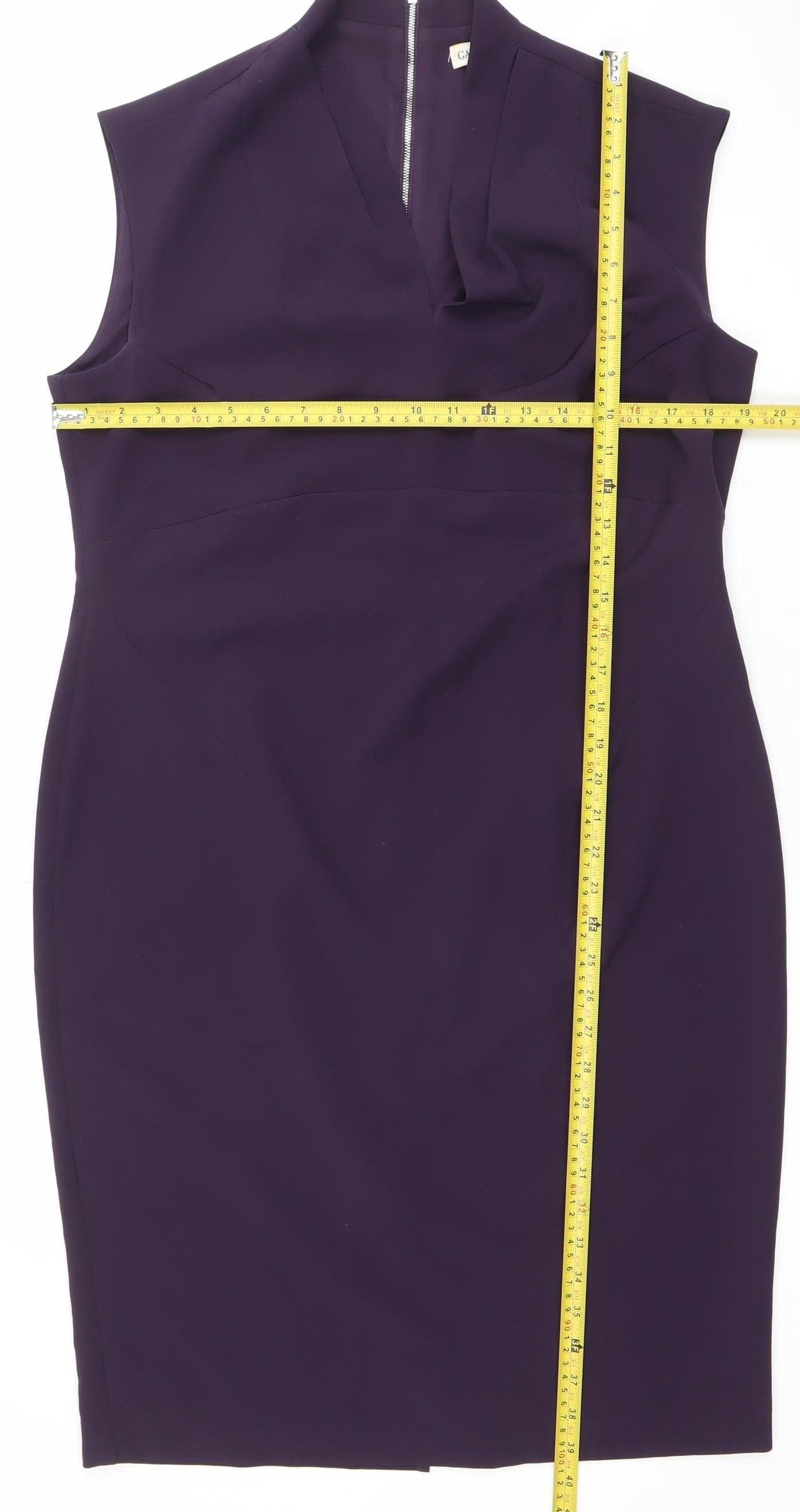 Gallery Women’s Purple Sheath Dress Size 16 V-Neck Sleeveless Zip