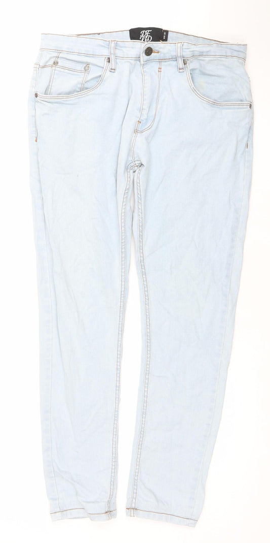 DFND Men's Light Blue Slim Fit Stretch Denim Jeans W32 L32