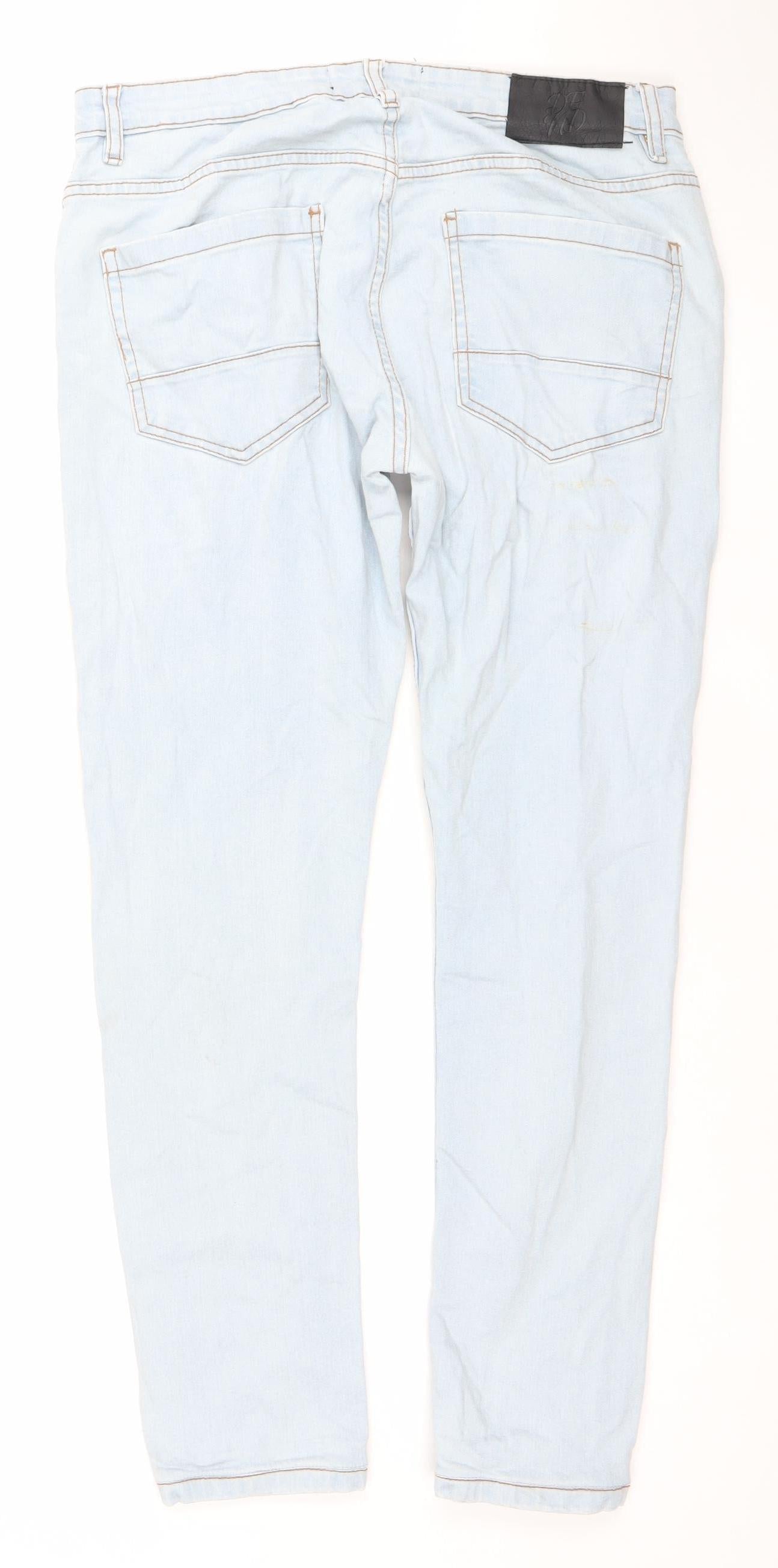 DFND Men's Light Blue Slim Fit Stretch Denim Jeans W32 L32