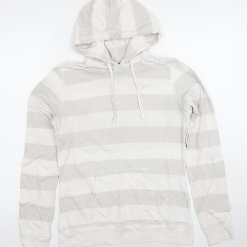 Nike Women’s Grey Striped Pullover Hoodie Size M