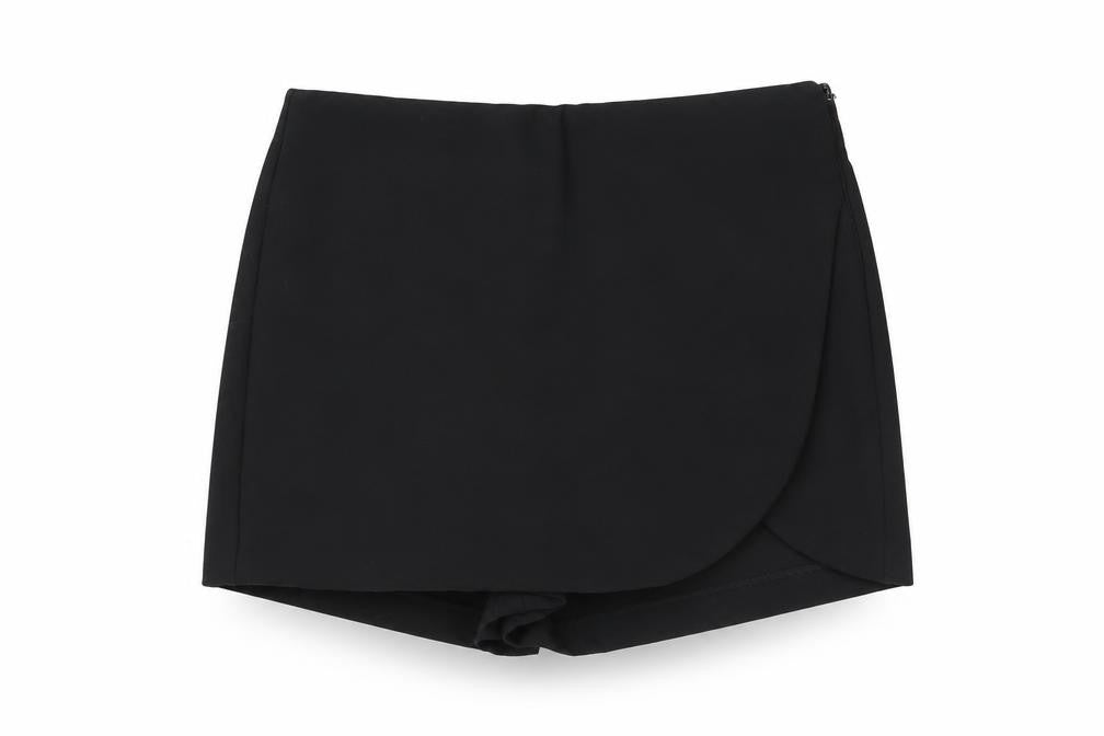 Zara Women's Black Wrap Shorts Size 12 Regular Stretch Blend