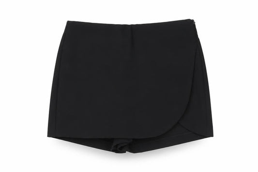 Zara Women's Black Wrap Shorts Size 12 Regular Stretch Blend
