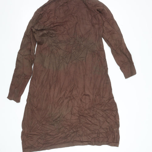 Blue Hills Women’s Brown Beaded Knit Jumper Dress Size M Long Sleeve