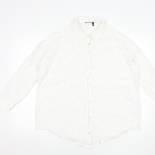 ASOS Women’s White Cotton Button-Up Long Sleeve Shirt Size 8