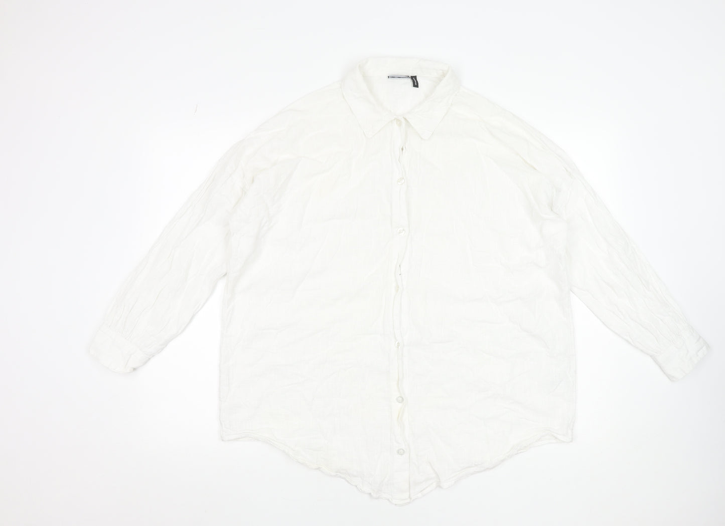 ASOS Women’s White Cotton Button-Up Long Sleeve Shirt Size 8