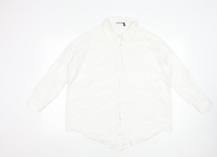 ASOS Women’s White Cotton Button-Up Long Sleeve Shirt Size 8