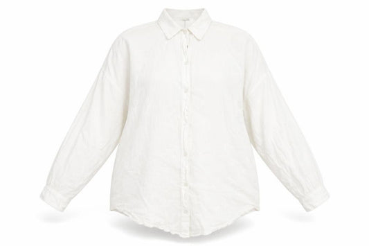 Front view of ASOS Women’s White Cotton Button-Up Long Sleeve Shirt, size UK 8