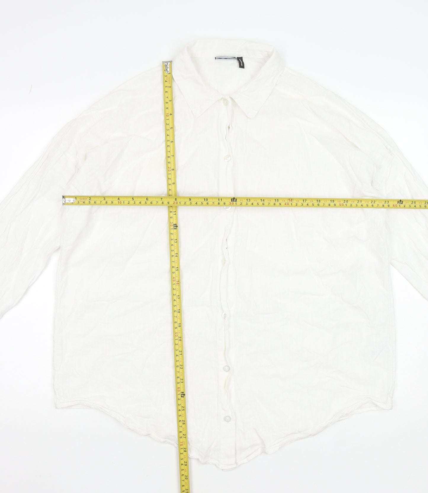 ASOS Women’s White Cotton Button-Up Long Sleeve Shirt Size 8