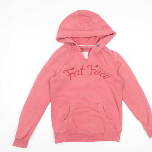 Fat Face Womens Pink Rose Pullover Hoodie Size 10 Cotton Blend
