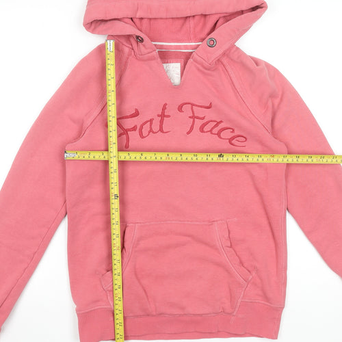 Fat Face Womens Pink Rose Pullover Hoodie Size 10 Cotton Blend