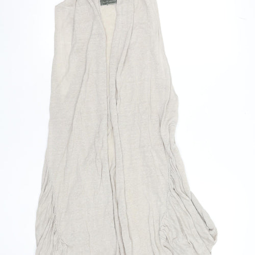 Mint Velvet Women’s Beige Linen Sleeveless Open Vest Size 10