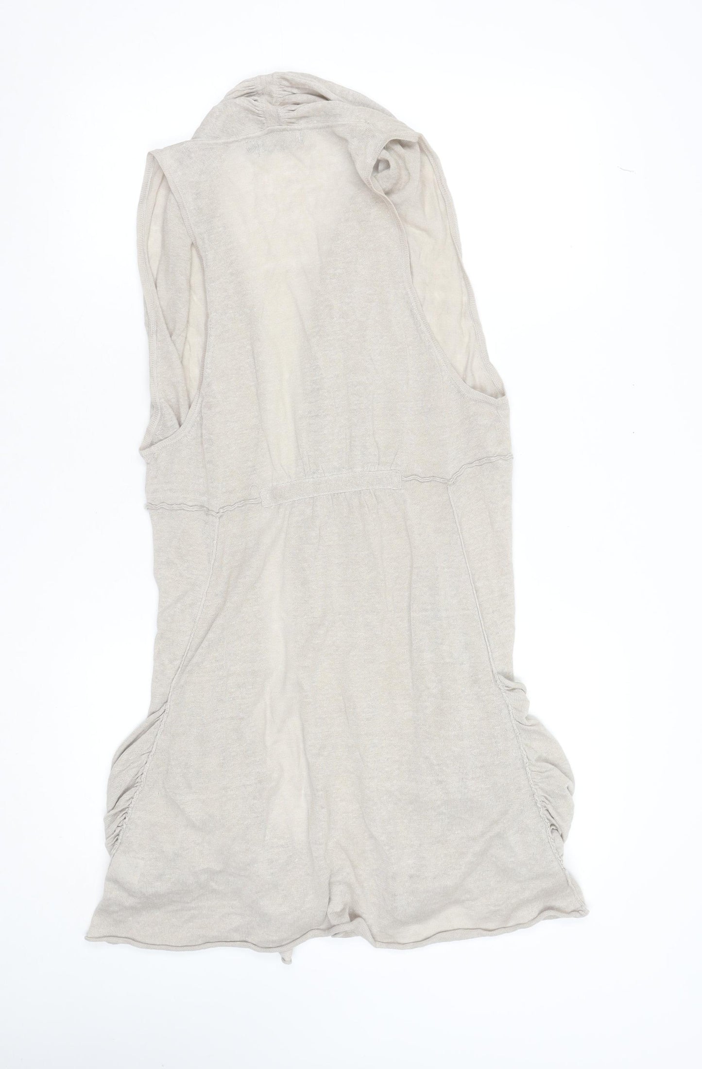 Mint Velvet Women’s Beige Linen Sleeveless Open Vest Size 10