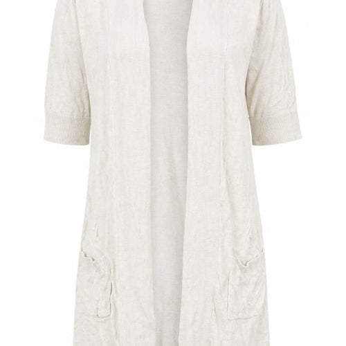 Wallis Women Beige Open Knit Short Sleeve Cardigan Size 14