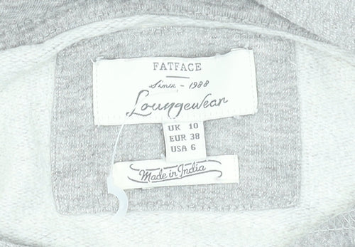 FatFace Women’s Grey Hooded Pullover Hoodie UK 10 Cotton Blend Loungewear