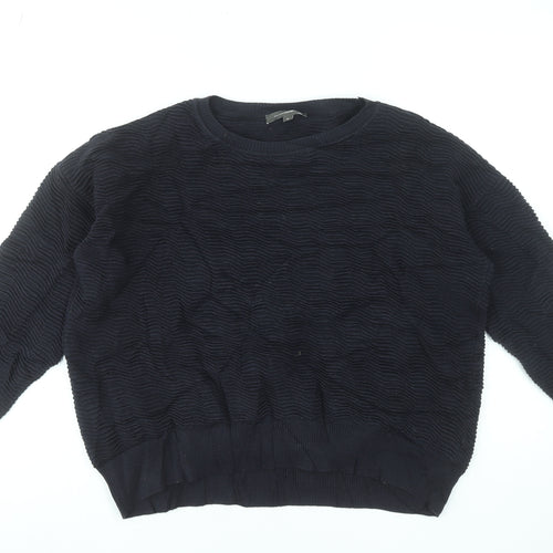 French Connection Women's Black Textured Cotton Pullover Sweatshirt Size S