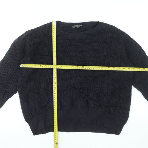 French Connection Women's Black Textured Cotton Pullover Sweatshirt Size S