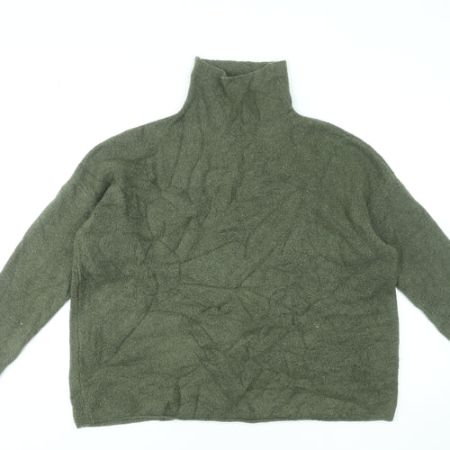 French Connection Women’s Khaki High Neck Wool Blend Jumper Size M