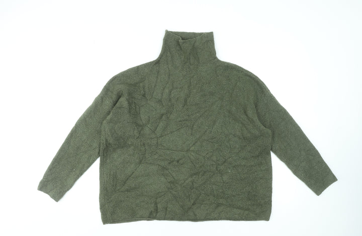 French Connection Women’s Khaki High Neck Wool Blend Jumper Size M