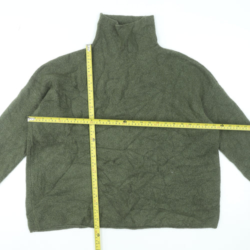 French Connection Women’s Khaki High Neck Wool Blend Jumper Size M